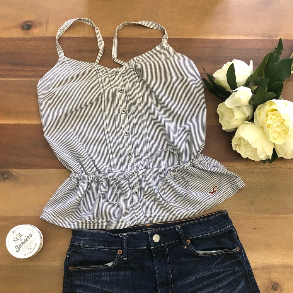 Hollister Seersucker Print Summer Tank Striped